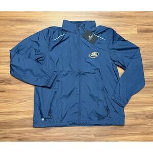 Stormtech Mens NASCAR Windbreaker Hidden Hooded Jacket Navy Blue Full Zip Sz XL